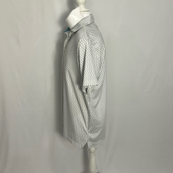 Puma Men's White Polo with Teal Collar Accents - Picture 6 of 12